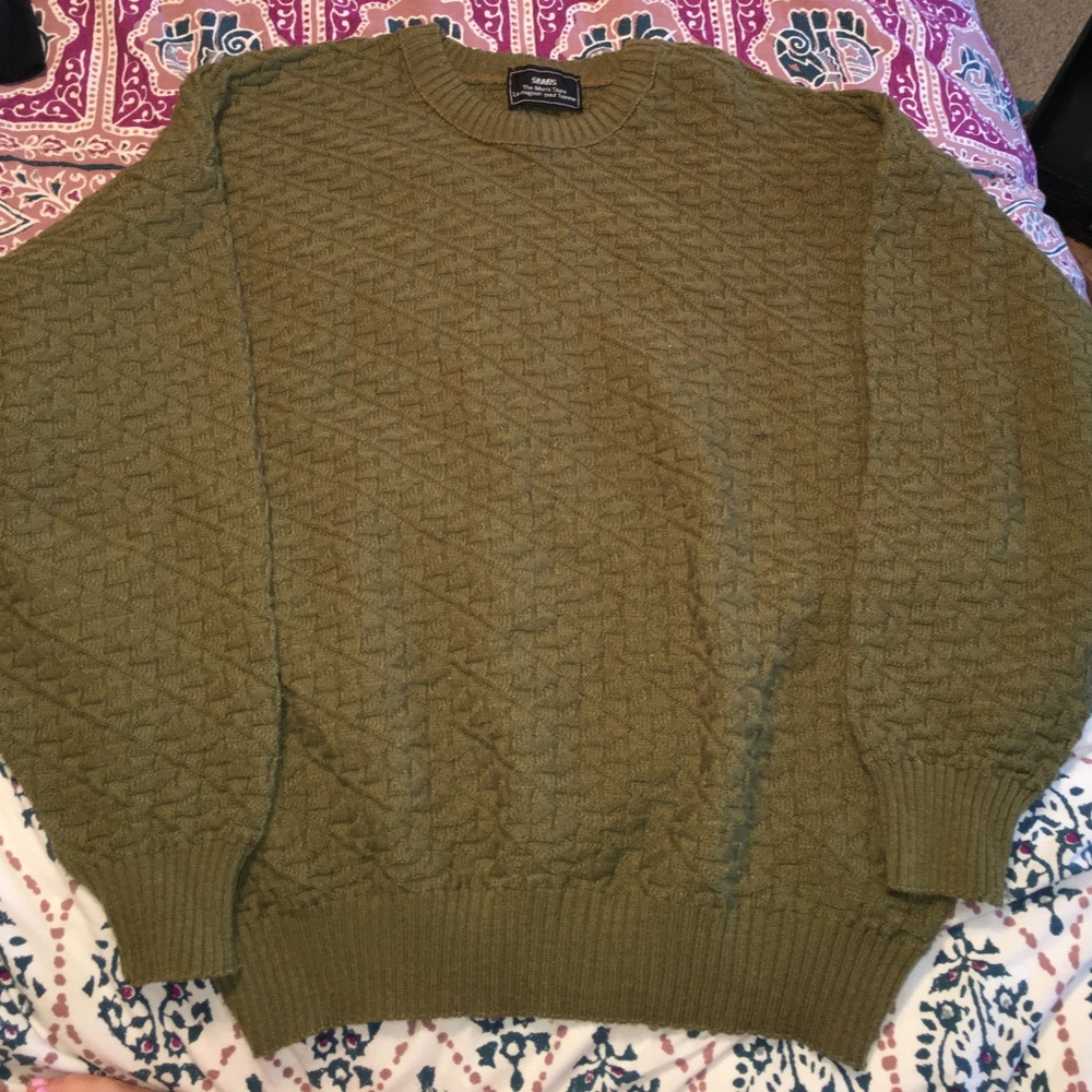 Vintage green mens knit sweater